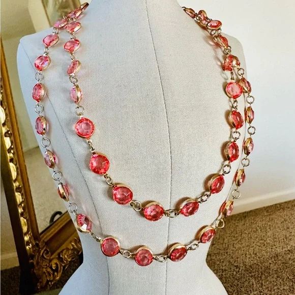 Vintage Monet XL Bracelet & Pink Bezel Necklace - Picture 3 of 13